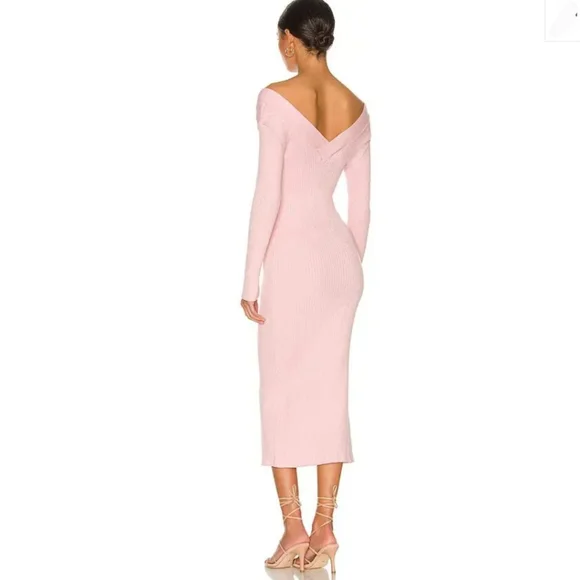 REVOLVE One Grey Day Isla Sexy Soft Pink Cotton/Cashmere Blend Sweater Dress - Picture 3 of 11